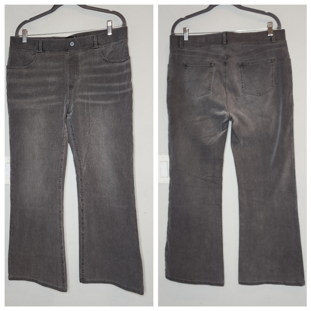 Betabrand Gray Flare Pullon Stretch Denim  Jeans Size XL Petite XLP